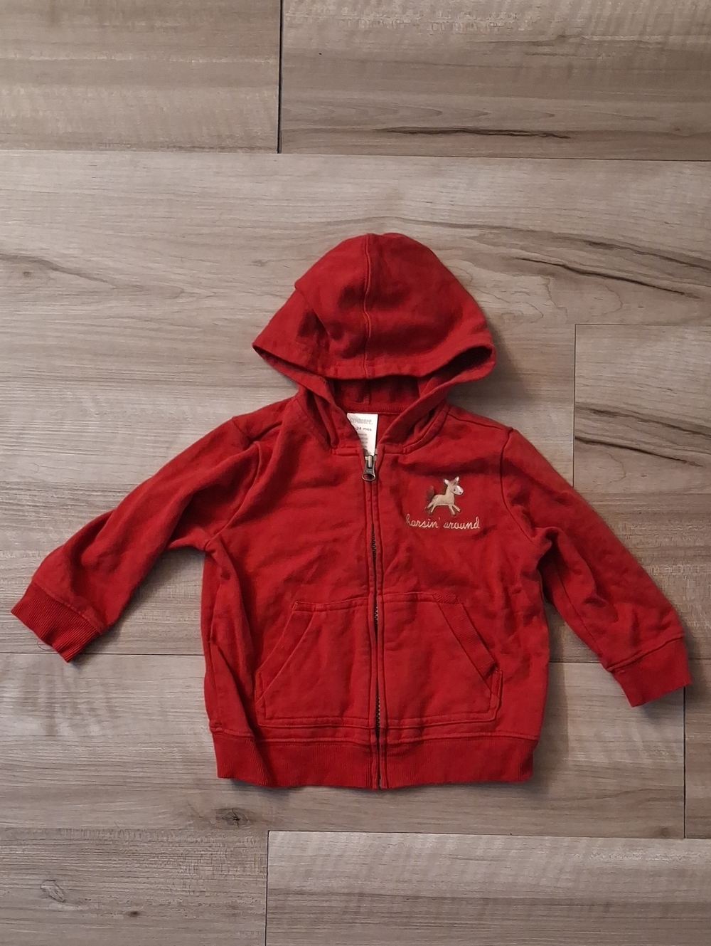 Gymboree Horsin Around Hooded Zip-Up Sweatshirt Embroidered Size 18-24 Months (N